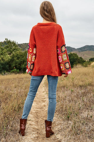 Crochet Floral Printed Long Sleeve Knit Cardigan *Online Only* - Premium  at Lonnys NY - Just $75! Shop Womens clothing now