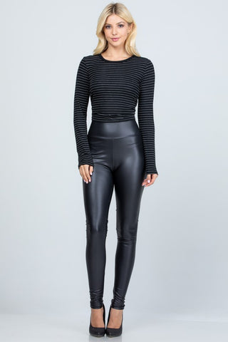 High Waisted Faux Leather Leggings *Online Only* - Premium clothing at Lonnys NY - Just $31! Shop Womens clothing now