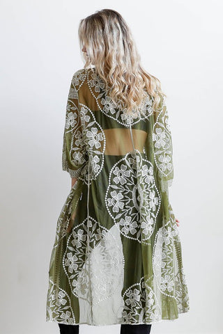 Contrast Mesh Cotton Lace Kimono *Online Only* - Premium kimonos at Lonnys NY - Just $60! Shop Womens clothing now