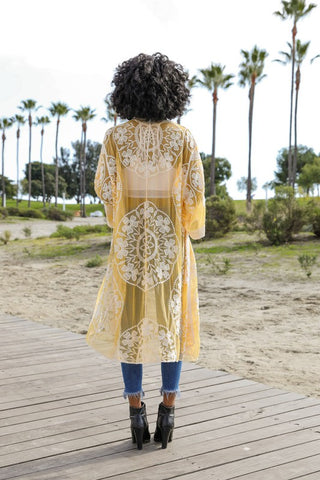 Contrast Mesh Cotton Lace Kimono *Online Only* - Premium kimonos at Lonnys NY - Just $60! Shop Womens clothing now