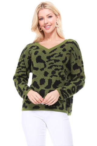 Leopard Pattern Jacquard Sweater *Online Only* - Premium clothing at Lonnys NY - Just $45! Shop Womens clothing now