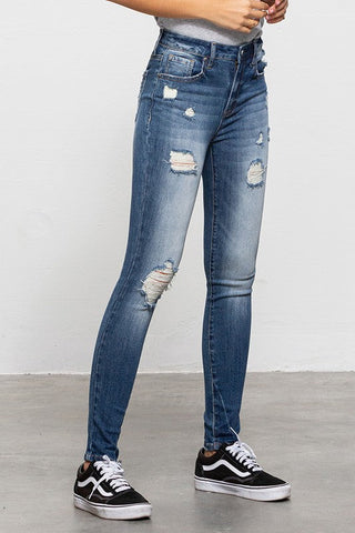 MID-RISE PREMIUM BODY DISTRESSED ANKLE SKINNY *Online Only* - Premium  at Lonnys NY - Just $84! Shop Womens clothing now
