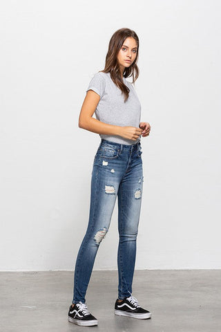 MID-RISE PREMIUM BODY DISTRESSED ANKLE SKINNY *Online Only* - Premium  at Lonnys NY - Just $84! Shop Womens clothing now