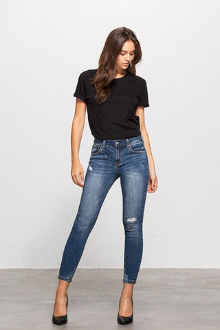 MID-RISE ANKLE SKINNY JEANS - Premium  at Lonnys NY - Just $75! Shop Womens clothing now