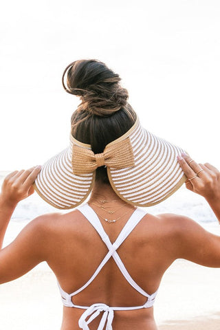 Foldable Bow Stripe Visor *Online Only* - Premium hats at Lonnys NY - Just $30! Shop Womens clothing now