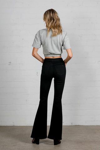 High Rise Wider Black Flare Jeans - Premium clothing at Lonnys NY - Just $88! Shop Womens clothing now