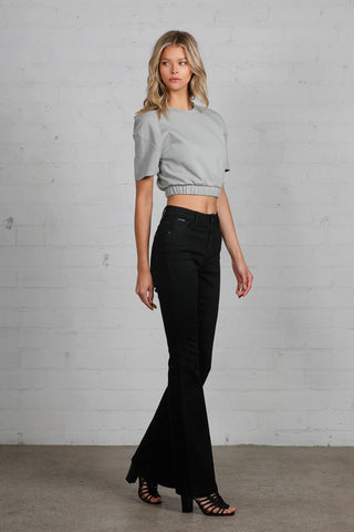 High Rise Wider Black Flare Jeans - Premium clothing at Lonnys NY - Just $88! Shop Womens clothing now