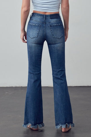 Frayed Hem Flare Jeans *Online Only* - Premium clothing at Lonnys NY - Just $80! Shop Womens clothing now