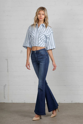 High Rise Wider Flare Jeans *Online Only* - Premium clothing at Lonnys NY - Just $88! Shop Womens clothing now