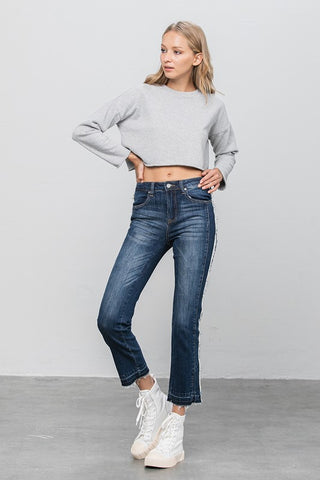 Frayed Hem Cropped Straight Jeans *Online Only* - Premium clothing at Lonnys NY - Just $80! Shop Womens clothing now