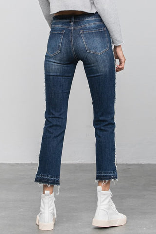 Frayed Hem Cropped Straight Jeans *Online Only* - Premium clothing at Lonnys NY - Just $80! Shop Womens clothing now