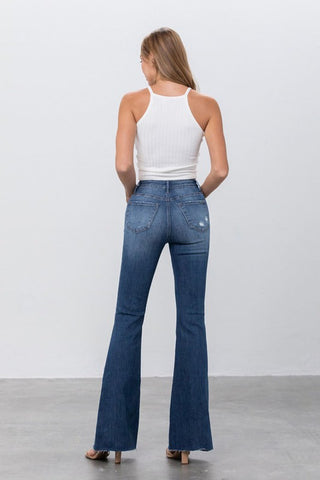 Mid Rise Dark Wash Flare Jeans *Online Only* - Premium clothing at Lonnys NY - Just $75! Shop Womens clothing now