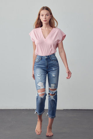 MID-RISE ANKLE BOYFRIEND JEANS *Online Only* - Premium  at Lonnys NY - Just $81! Shop Womens clothing now