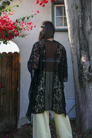Floral Lace Textured Kimono *Online Only* - Premium  at Lonnys NY - Just $78! Shop Womens clothing now