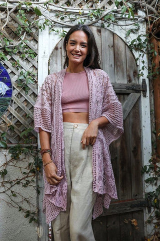 Floral Lace Textured Kimono *Online Only* - Premium  at Lonnys NY - Just $78! Shop Womens clothing now
