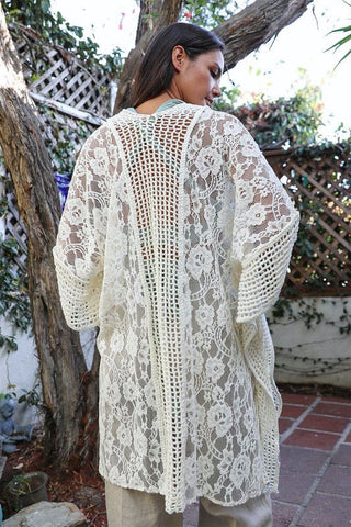 Floral Lace Textured Kimono *Online Only* - Premium  at Lonnys NY - Just $78! Shop Womens clothing now