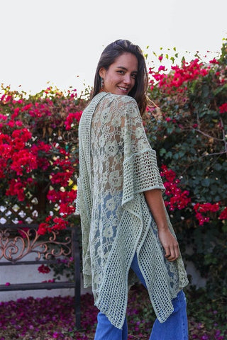 Floral Lace Textured Kimono *Online Only* - Premium  at Lonnys NY - Just $78! Shop Womens clothing now