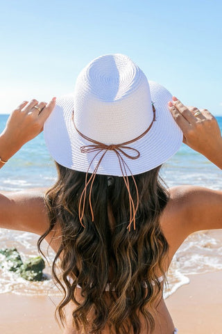 Beaded Belt Straw Panama Fedora Hat *Online Only* - Premium hats at Lonnys NY - Just $43! Shop Womens clothing now