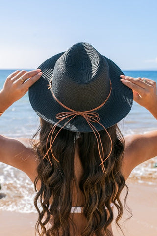 Beaded Belt Straw Panama Fedora Hat *Online Only* - Premium hats at Lonnys NY - Just $43! Shop Womens clothing now