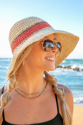 Stripe Accent Straw Bucket Hat *Online Only* - Premium hats at Lonnys NY - Just $40! Shop Womens clothing now
