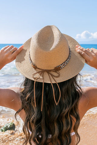 Boho Accent Straw Panama Fedora Hat *Online Only* - Premium hats at Lonnys NY - Just $40! Shop Womens clothing now
