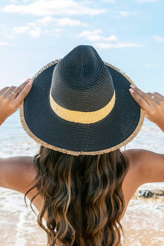 Fray-Edge Rattan Band Straw Hat *Online Only* - Premium hats at Lonnys NY - Just $40! Shop Womens clothing now