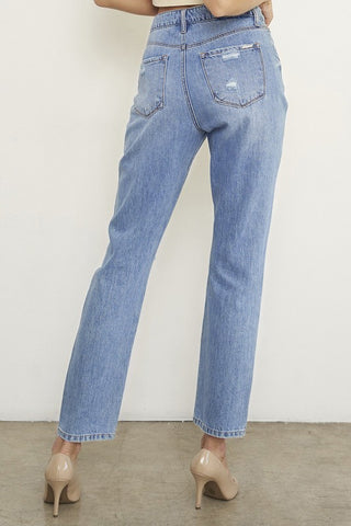 High Rise Distressed Girlfriend Jeans *Online Only* - Premium clothing at Lonnys NY - Just $75! Shop Womens clothing now