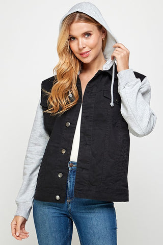 Denim Jacket with Hood *Online Only* - Premium clothing at Lonnys NY - Just $49! Shop Womens clothing now