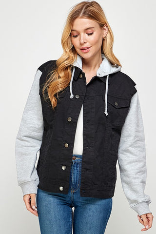 Denim Jacket with Hood *Online Only* - Premium clothing at Lonnys NY - Just $49! Shop Womens clothing now