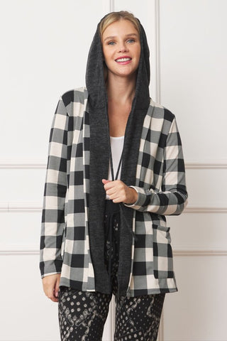 Buffalo Plaid Hooded Cardigan *Online Only* - Premium clothing at Lonnys NY - Just $72! Shop Womens clothing now