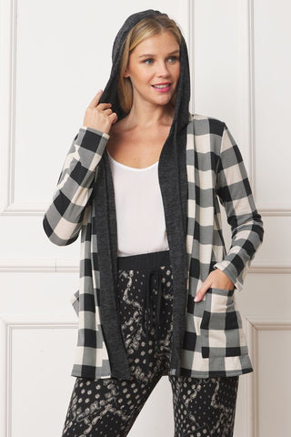 Buffalo Plaid Hooded Cardigan *Online Only* - Premium clothing at Lonnys NY - Just $72! Shop Womens clothing now