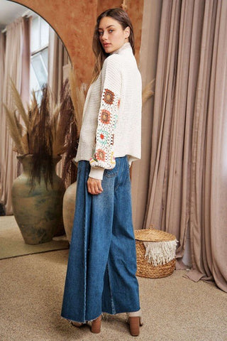 Crochet Floral Printed Long Sleeve Knit Cardigan *Online Only* - Premium  at Lonnys NY - Just $75! Shop Womens clothing now