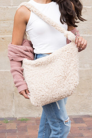 Boucle Sherpa Messenger Bag *Online Only* - Premium  at Lonnys NY - Just $61.25! Shop Womens clothing now