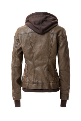 Hooded PU Leather Jacket *Online Only* - Premium clothing at Lonnys NY - Just $75! Shop Womens clothing now
