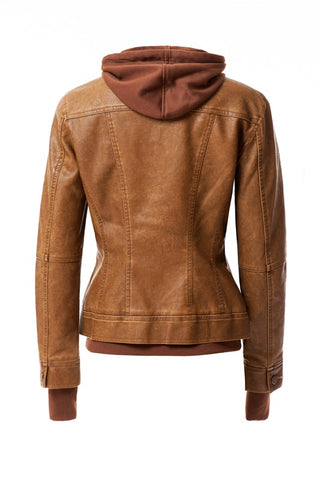 Hooded PU Leather Jacket *Online Only* - Premium clothing at Lonnys NY - Just $75! Shop Womens clothing now
