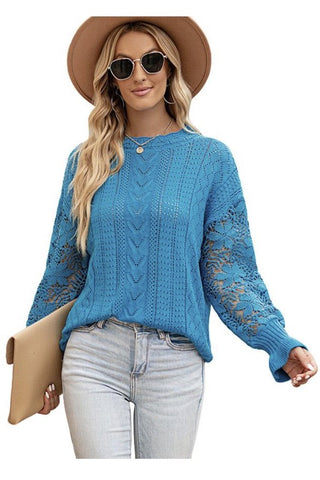 Lacy Knit Sweater Top *Online Only* - Premium clothing at Lonnys NY - Just $64! Shop Womens clothing now