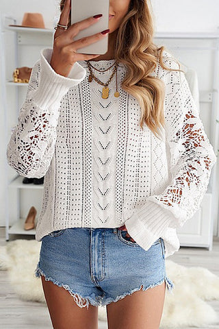 Lacy Knit Sweater Top *Online Only* - Premium clothing at Lonnys NY - Just $64! Shop Womens clothing now
