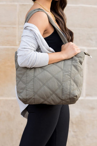 Quilted Tote Bag *Online Only* - Premium clothing at Lonnys NY - Just $48! Shop Womens clothing now