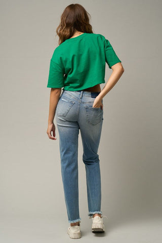 MID-RISE SLIM TAPERED JEANS - Premium  at Lonnys NY - Just $85! Shop Womens clothing now