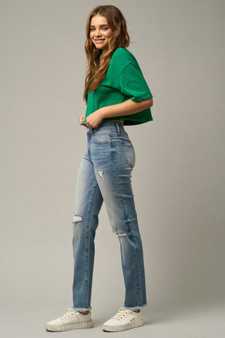 MID-RISE SLIM TAPERED JEANS - Premium  at Lonnys NY - Just $85! Shop Womens clothing now