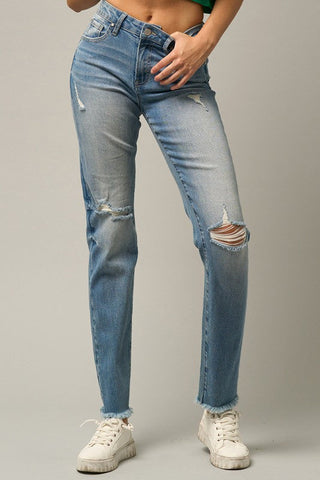 MID-RISE SLIM TAPERED JEANS - Premium  at Lonnys NY - Just $85! Shop Womens clothing now