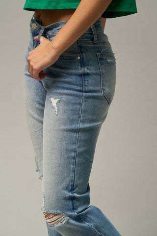 MID-RISE SLIM TAPERED JEANS - Premium  at Lonnys NY - Just $85! Shop Womens clothing now