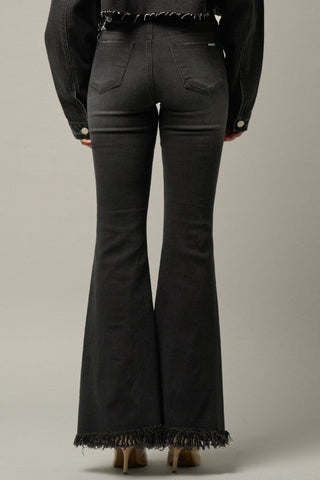 MID-RISE WIDE ELASTIC BANDED FLARE JEANS *Online Only* - Premium  at Lonnys NY - Just $84! Shop Womens clothing now