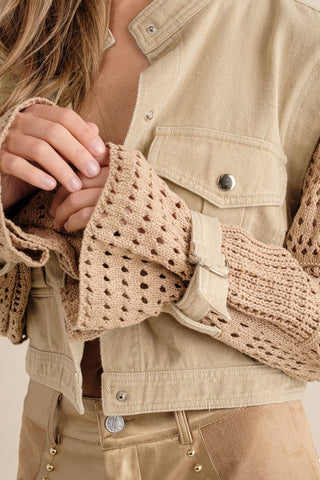 Crochet Sleeve Cropped Jacket *Online Only* - Premium Coats & Jackets at Lonnys NY - Just $80! Shop Womens clothing now