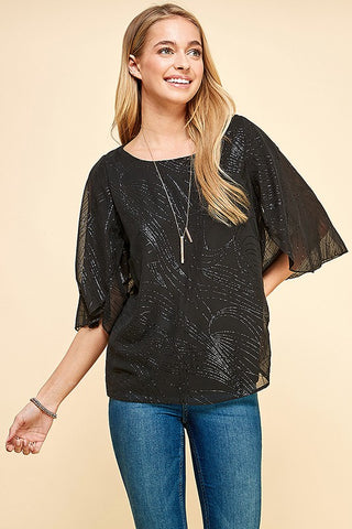 Glitter Print Blouse *Online Only* - Premium clothing at Lonnys NY - Just $45! Shop Womens clothing now