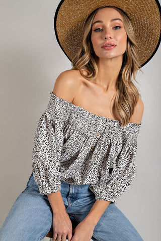 Animal Print Smocked Off the Shoulder Top *Online Only* - Premium  from eesome - Just $42.63! Shop now
