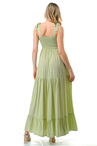 Women Smocked Top with Tiered Bottom Maxi Dress *Online Only* - Premium  at Lonnys NY - Just $50.88! Shop Womens clothing now