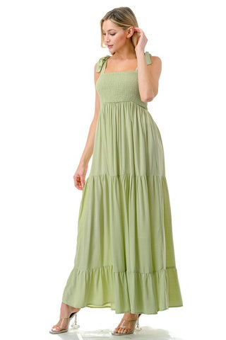 Women Smocked Top with Tiered Bottom Maxi Dress *Online Only* - Premium  at Lonnys NY - Just $50.88! Shop Womens clothing now