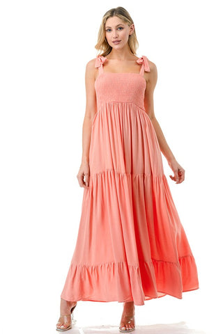 Women Smocked Top with Tiered Bottom Maxi Dress *Online Only* - Premium  at Lonnys NY - Just $50.88! Shop Womens clothing now