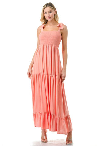 Women Smocked Top with Tiered Bottom Maxi Dress *Online Only* - Premium  at Lonnys NY - Just $50.88! Shop Womens clothing now